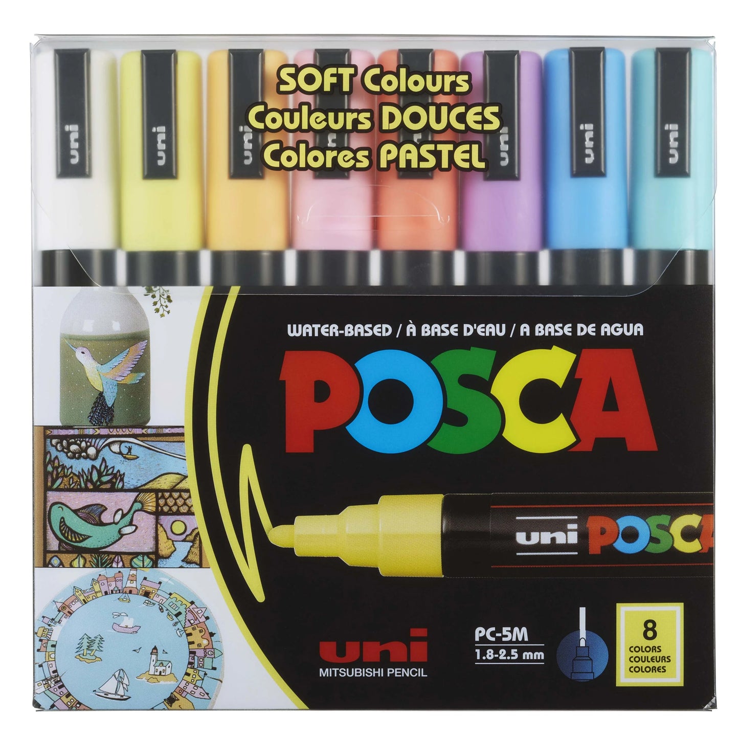 POSCA Paint Marker Set 8-Color PC-5M Fine SOFT COLOURS