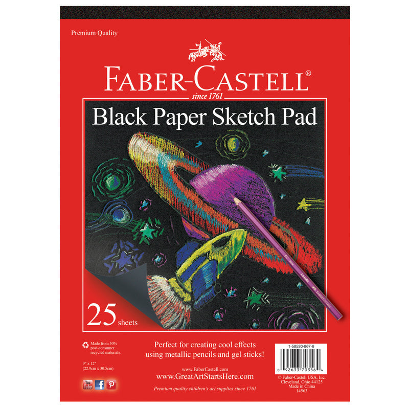 Faber-Castell Black Paper Sketch Pad 9”x12”