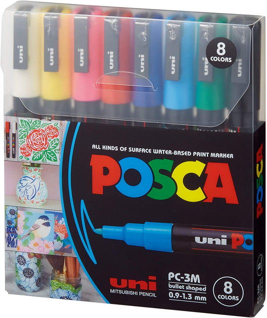 POSCA Paint Marker Sets, 8-Color PC-3M Fine Set
