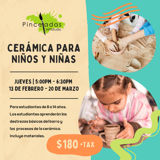 Cerámica para niños y niñas | jueves 5:00pm - 6:30pm | Cursos Cortos 2025