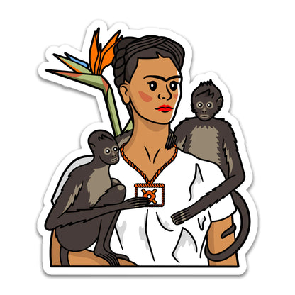 Sticker | Frida Kahlo : Self Portrait With Monkeys