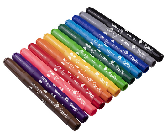 Jovi FELT PENS Estuche 12 rotuladores JUMBO colores surtidos