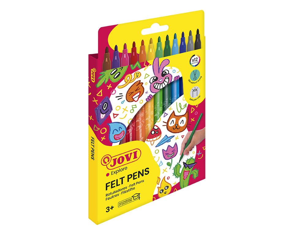 Jovi FELT PENS Estuche 12 rotuladores FINOS colores surtidos