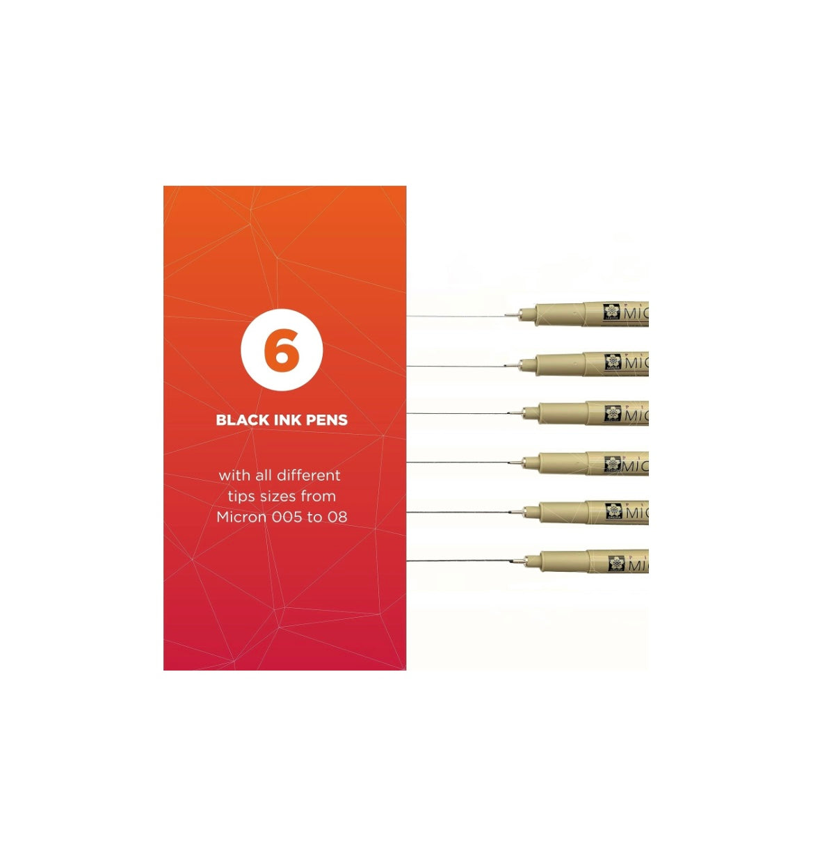 Sakura 6pc Micron Set - Extra Fine & Fine Line | Black