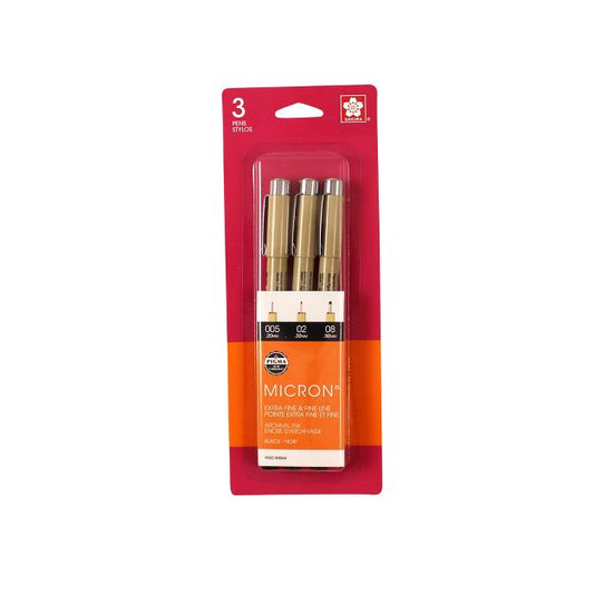 Sakura Pigma Micron Pens, Black, pk of 3