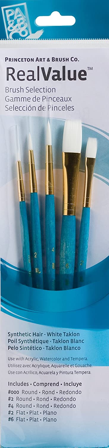 Princeton Real Value Light Blue Short Handled Brush Set 5