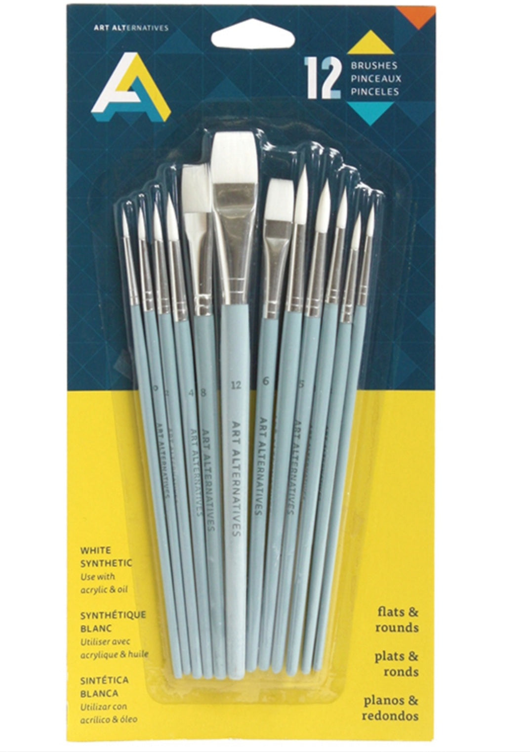 Art Alternatives White Synthetic Paint Brush Set 12