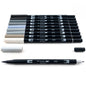 Dual Brush Pen Art Markers, Grayscale, 10-Pack