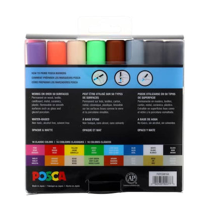 POSCA Paint Marker Sets, 16-Color PC-5M Medium Set