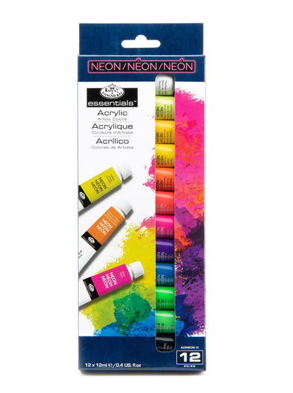 Royal & Langnickel Essentials - Artist Acrylic Neon Paint 12ml, 12 Pack